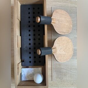 Wooden Table Tennis Paddle Set with Case - Natural Wood